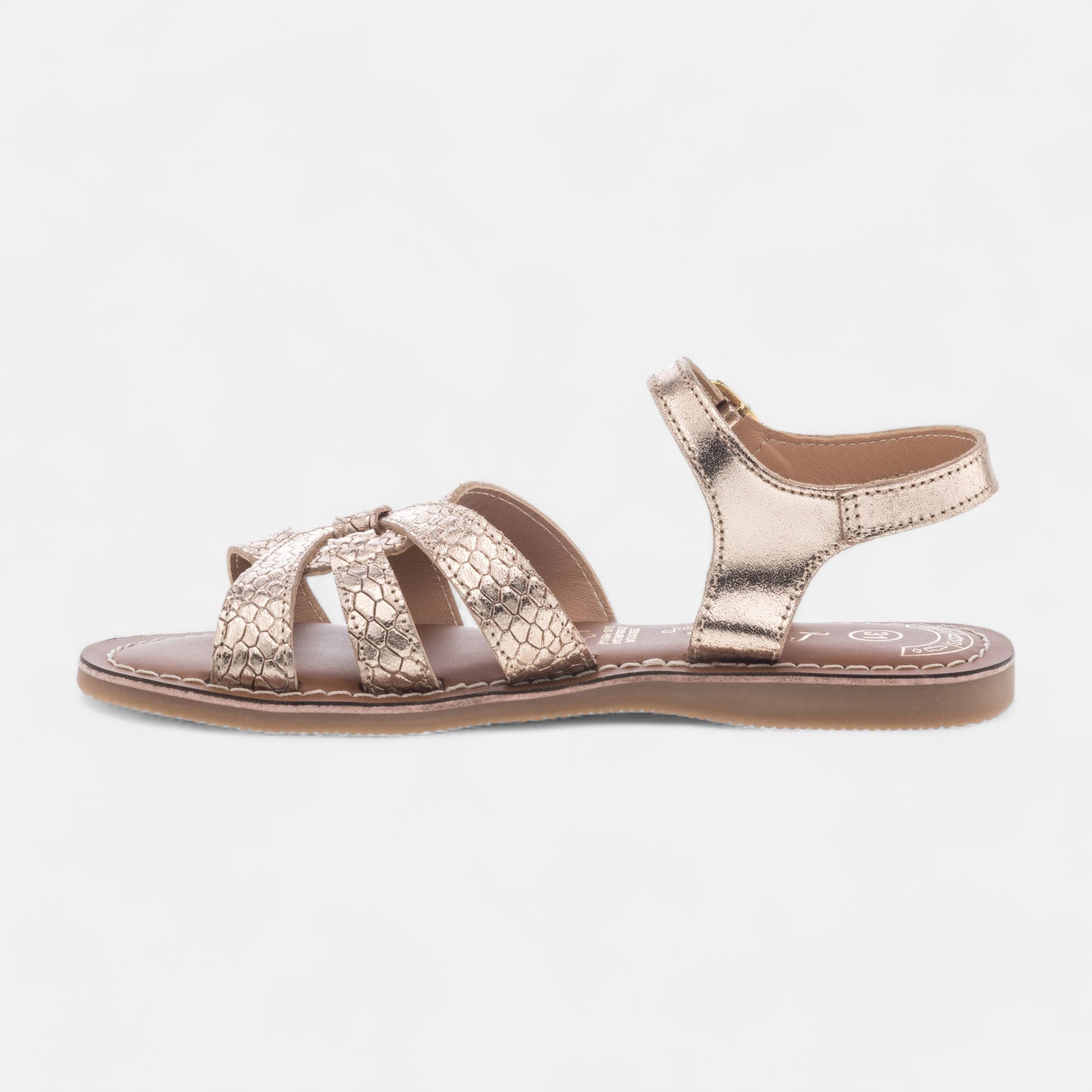 Nu-pieds Fille en cuir or