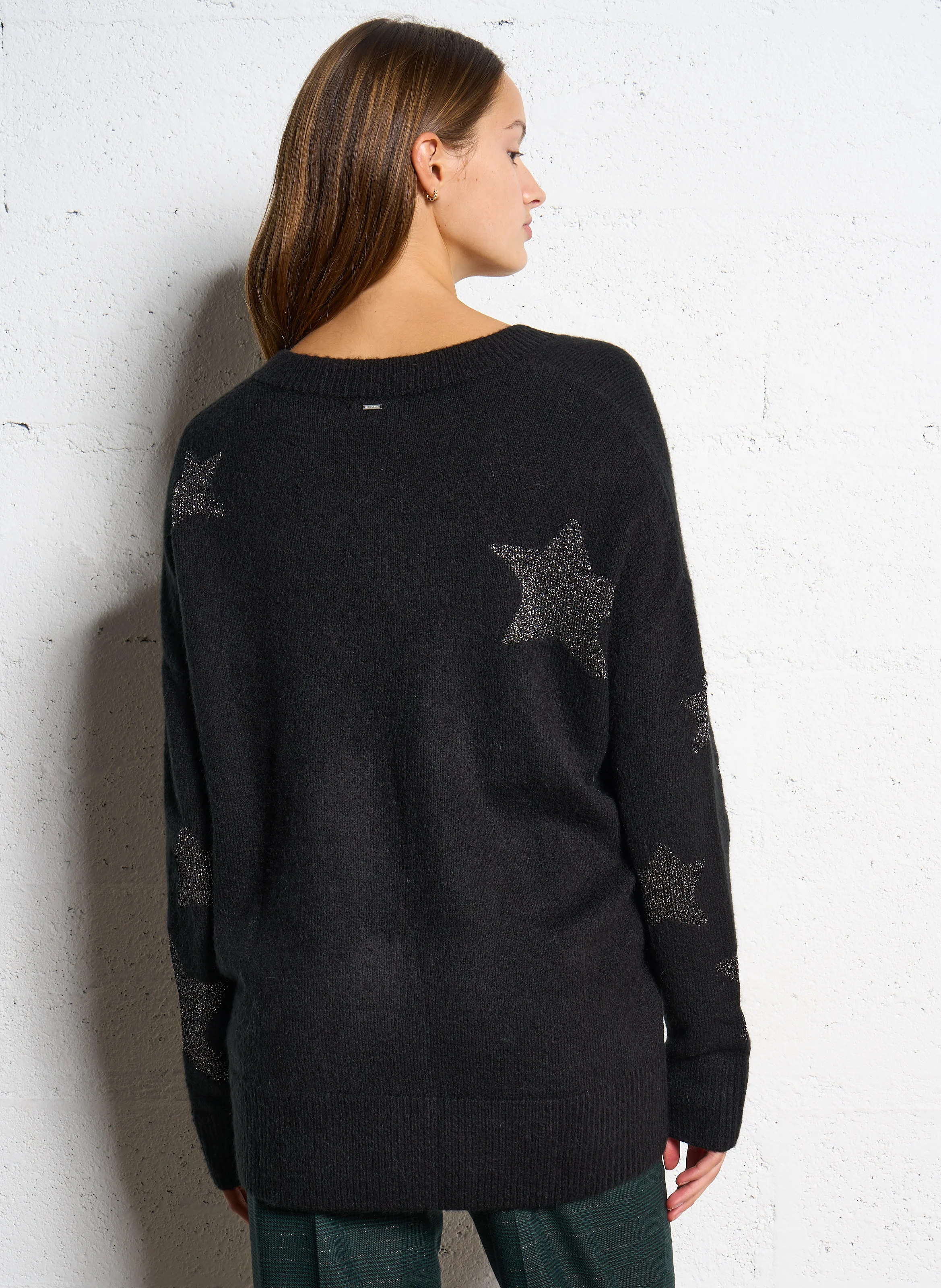 Pull oversize col V| Noir