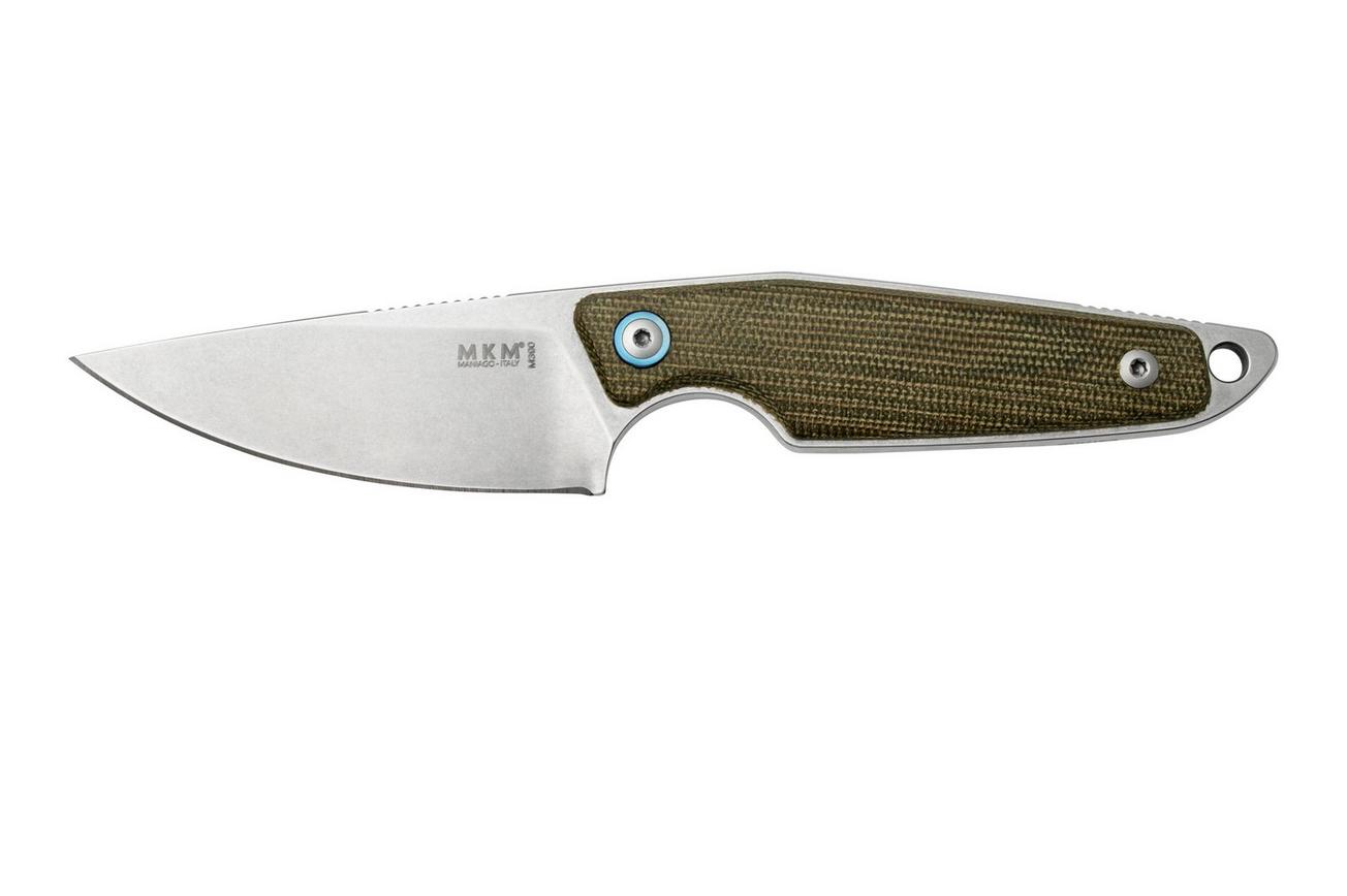 MKM Makro 1 Droppoint, Stonewashed Green Canvas Micarta vaststaand mes, Jesper Voxnaes design
