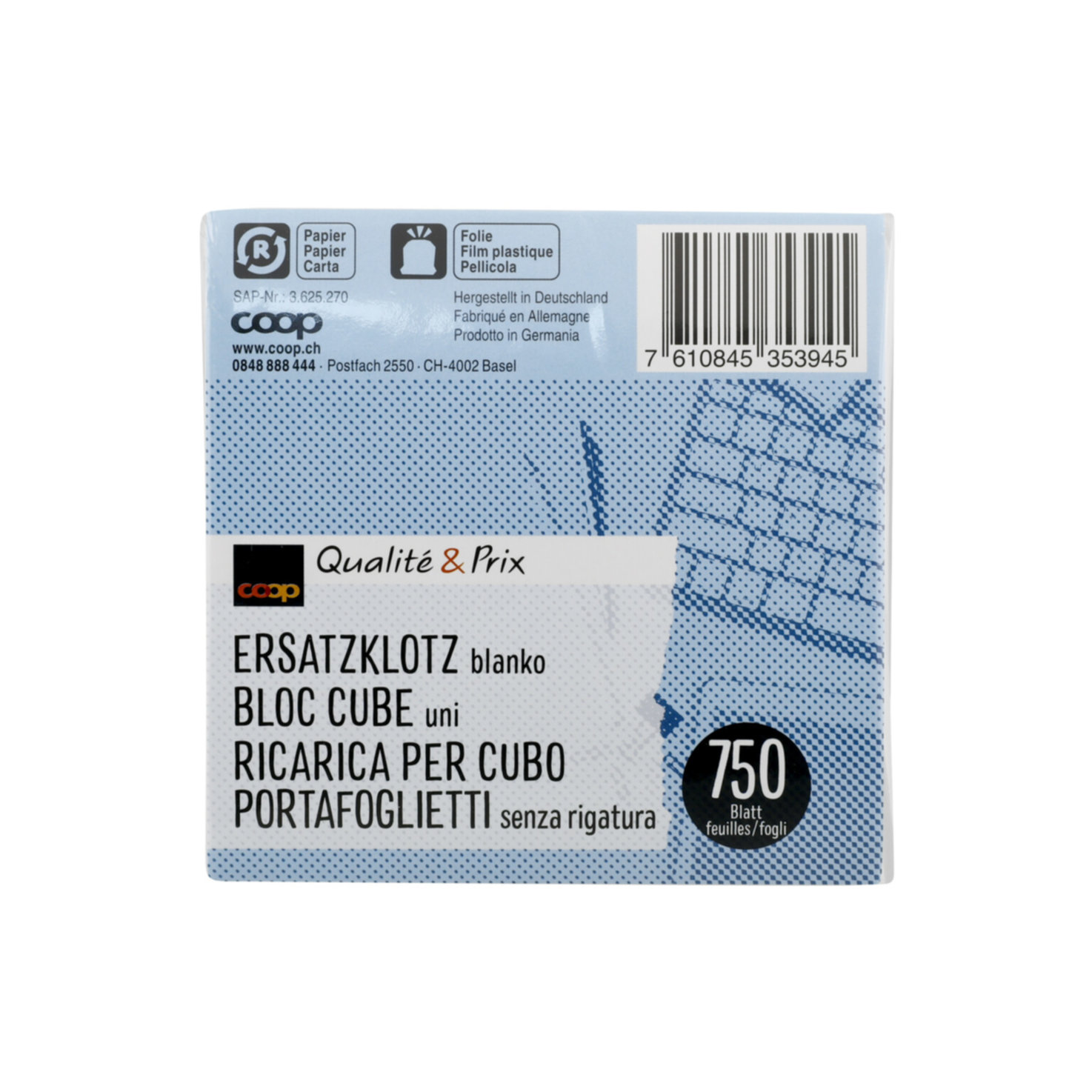Qualité & Prix Ersatzklotz weiss 750 Blatt