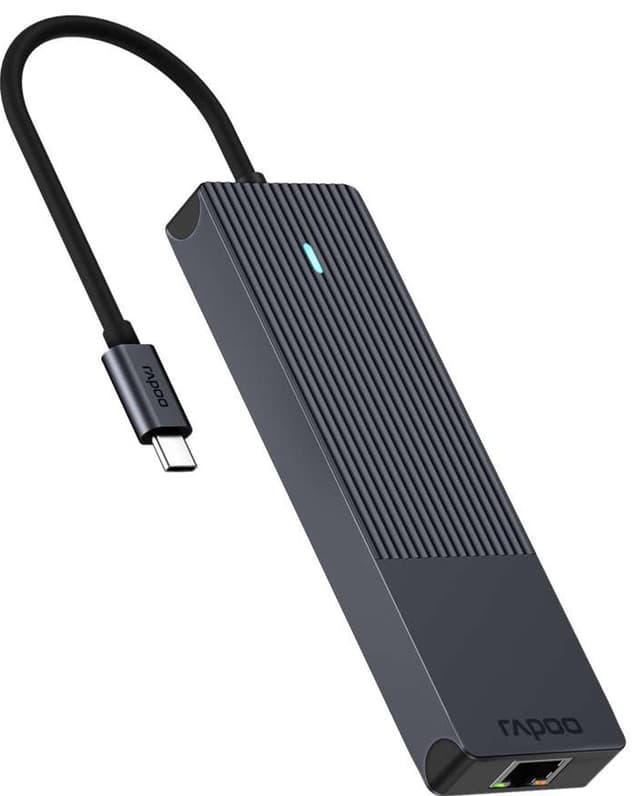 RAPOO UCM-2002 6-i-1 USB-C Multiport Adapter-hub (sort)