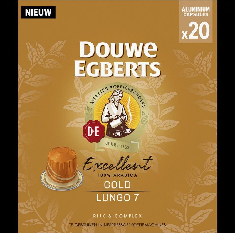 Douwe Egberts - Excellent Gold Lungo - Koffiecups - Intensiteit 5/9 - 10 x 20 capsules