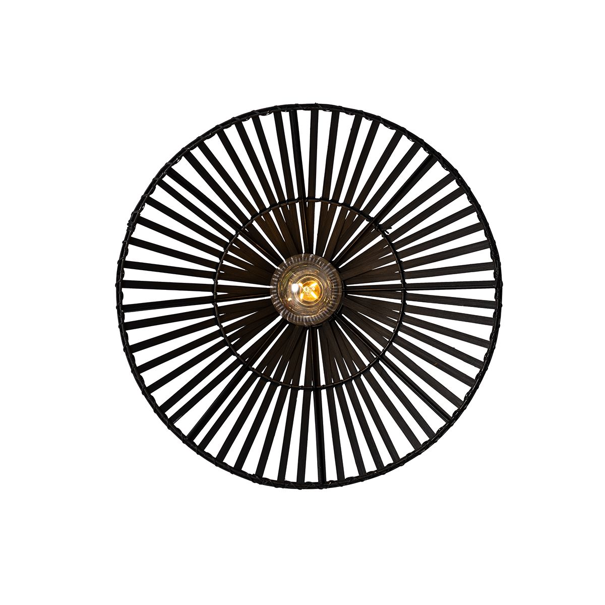 Oosterse wandlamp zwart bamboe rond - Pua