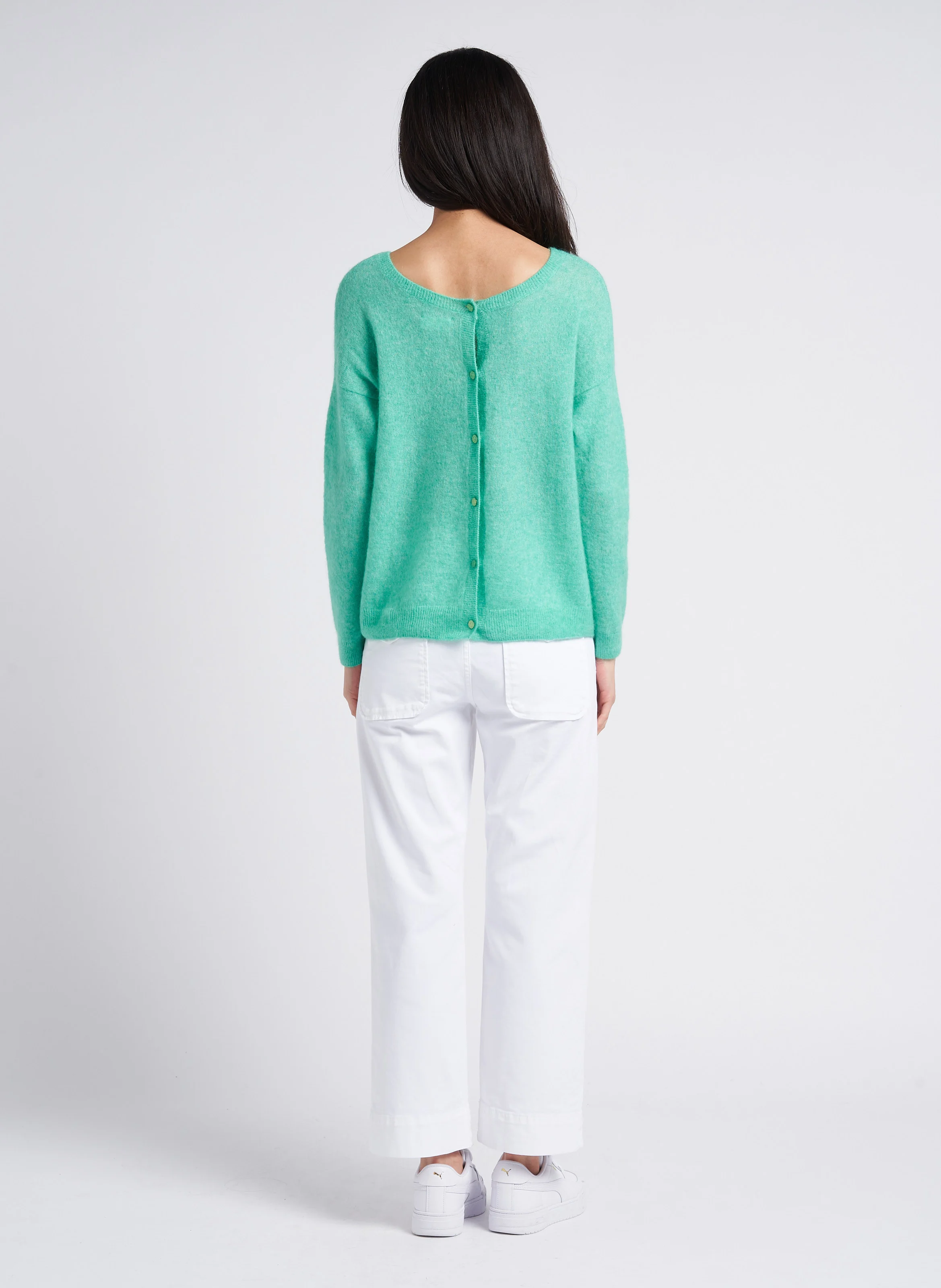 PALTROW - Pantalon 7/8 ème taille haute en coton | Blanc