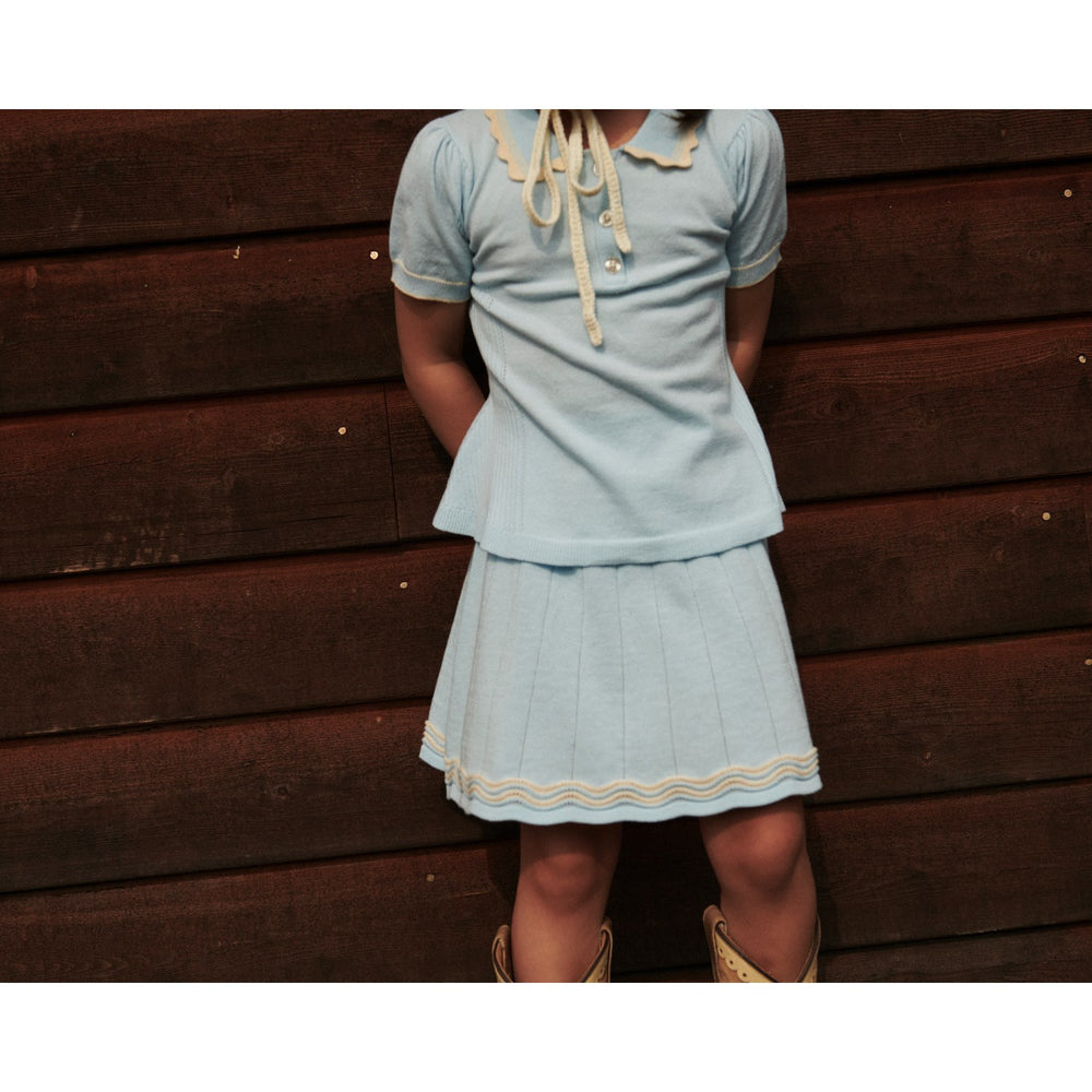 Køb COPENHAGEN COLORS Ice Blue/Cream Comb. Strikket Tennis Nederdel
