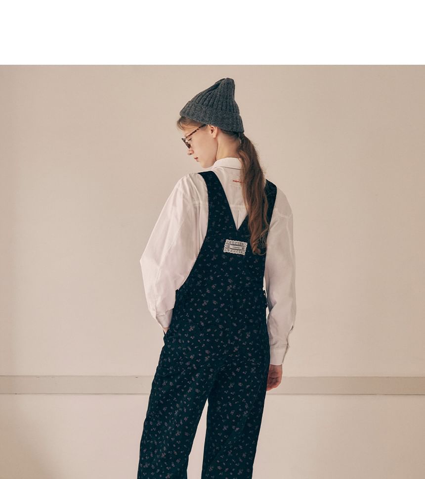 rolarola - Bloemen corduroy overall broek (zwart)