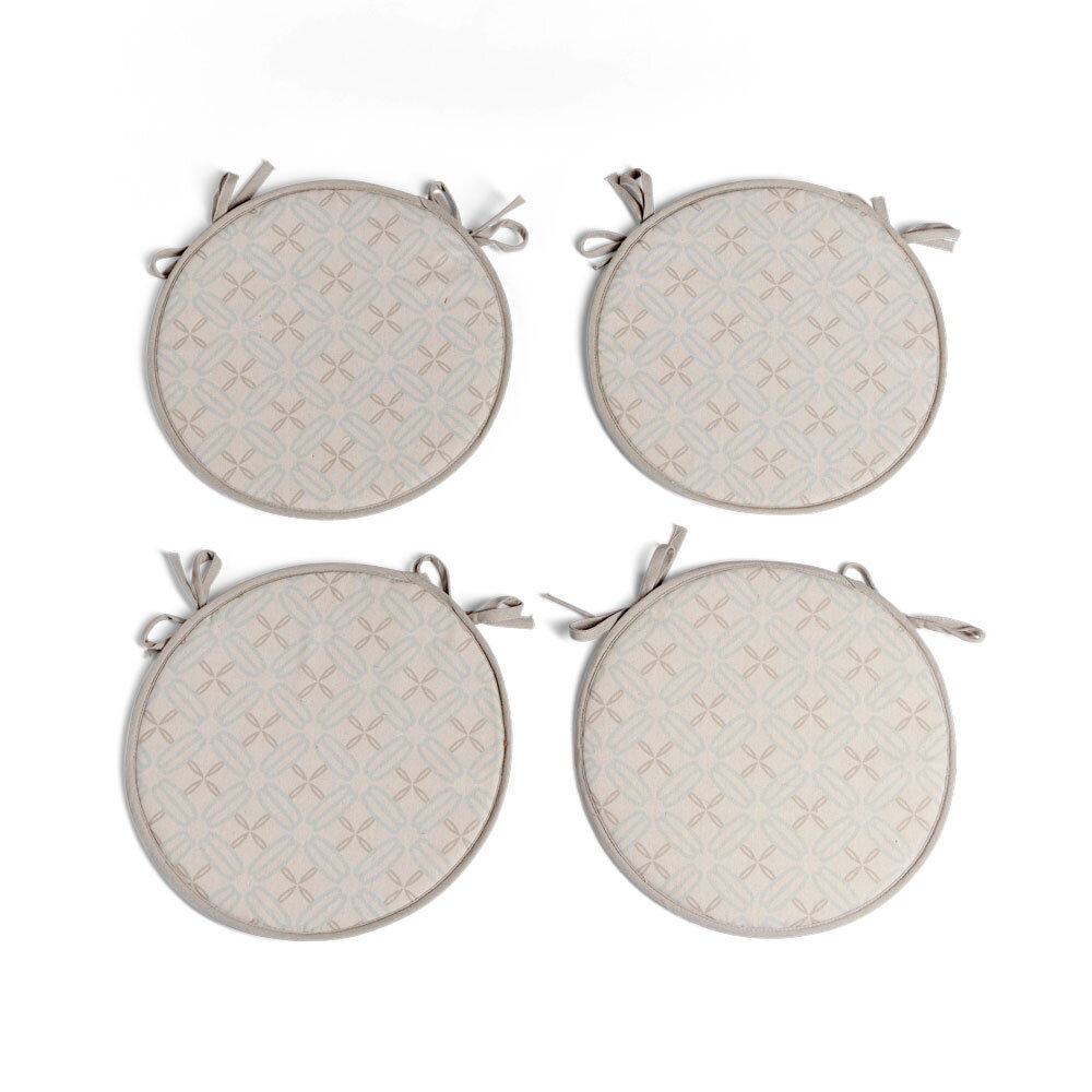 Lot de 4 galettes de chaise polyester et coton gris clair Ø38cm
