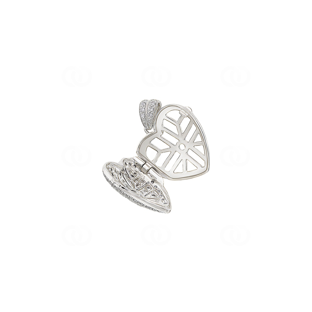 Medaillon zum Öffnen 750/18 K Weissgold Herz mit Diamanten 0.33 ct H/si