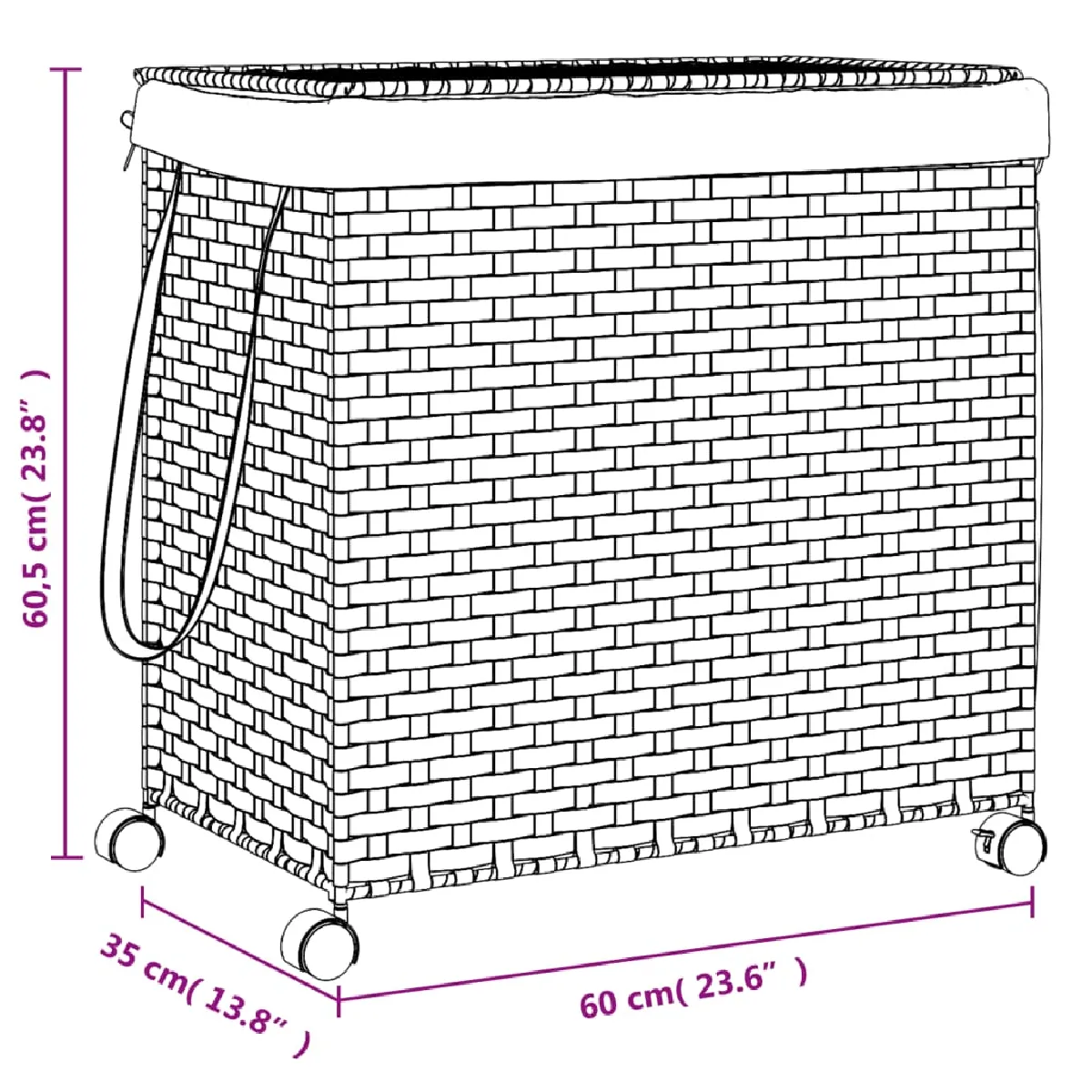 VidaXL Panier à Linge - Blanc