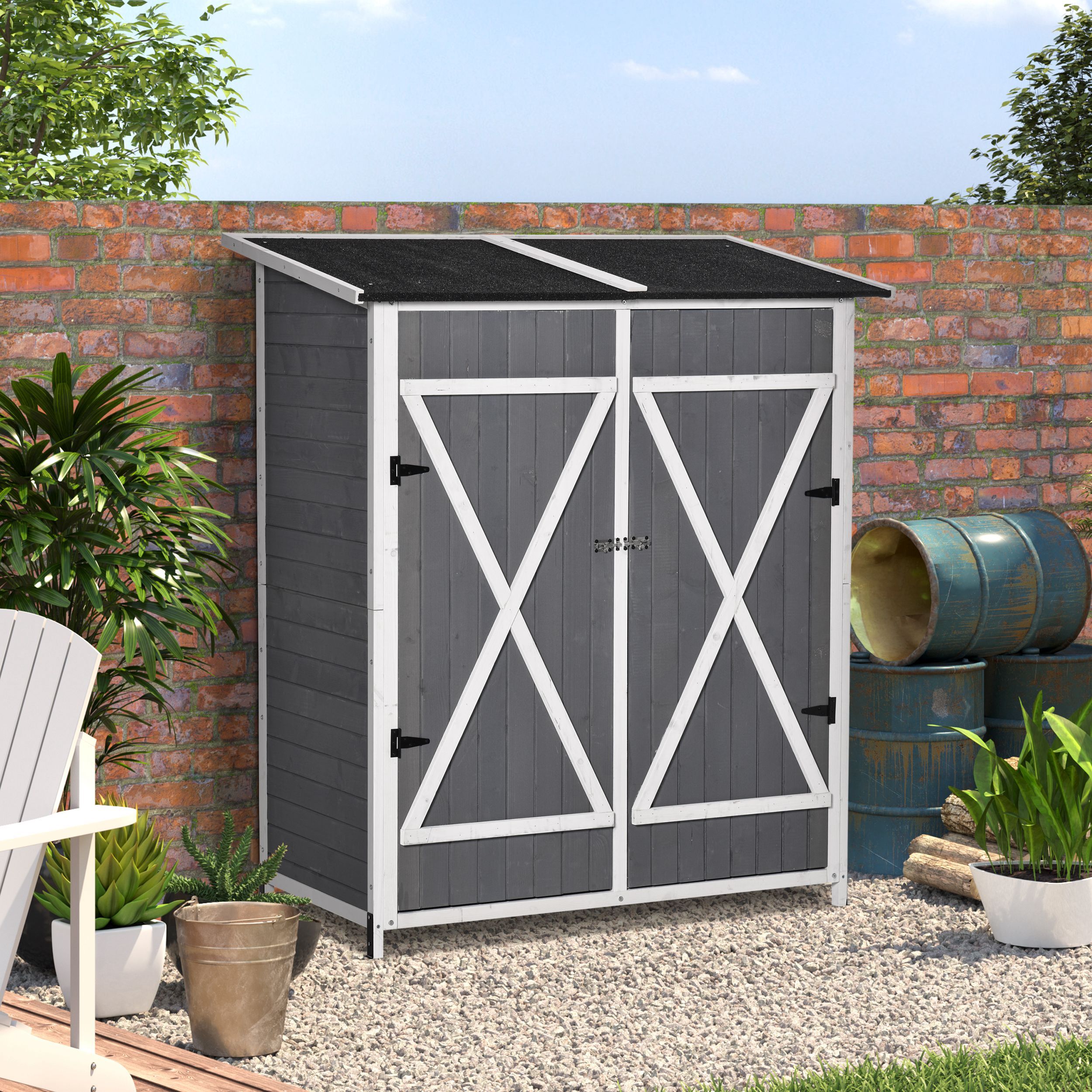 Outsunny Gerätehaus mit 2 Türen 139B x 75T x 160H cm