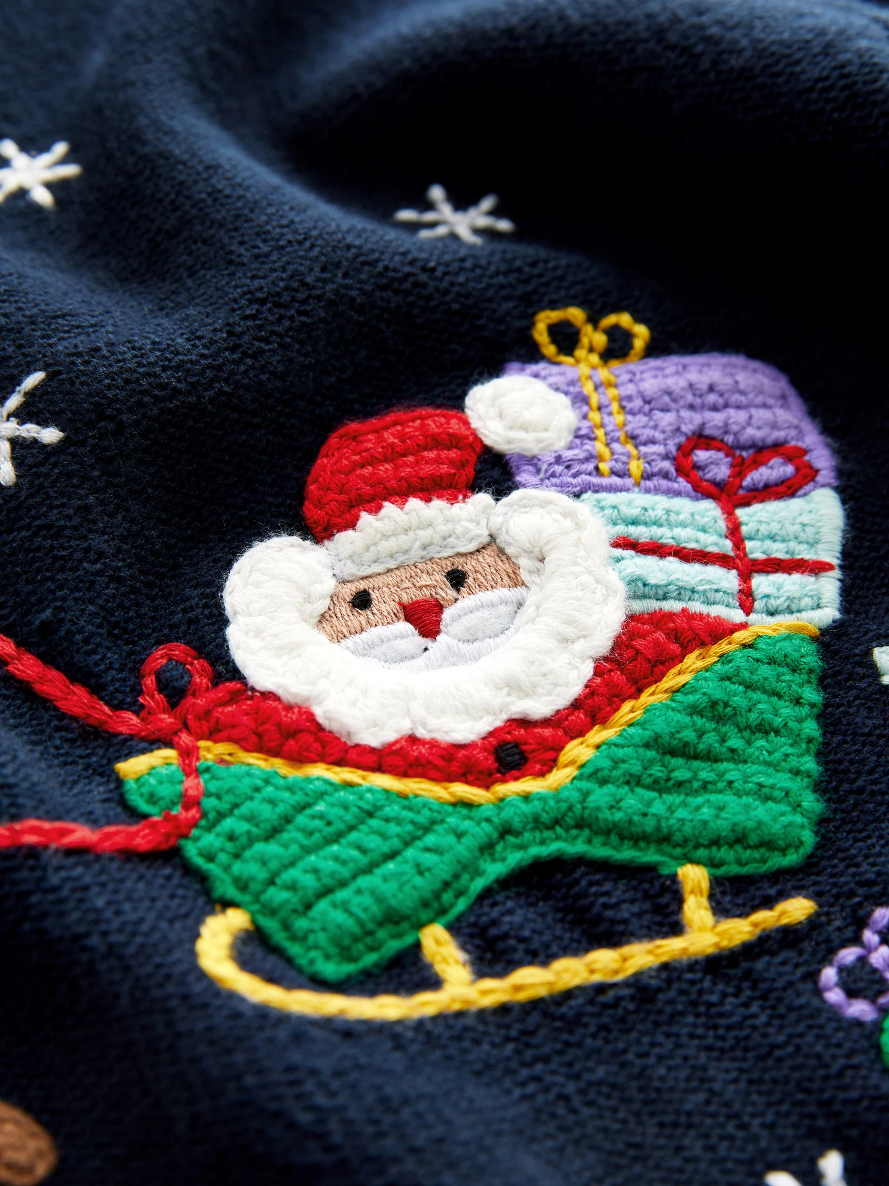 Marineblauw kerstman rendierslee - 100% katoenen Kersttrui (3mnd-7jr)
