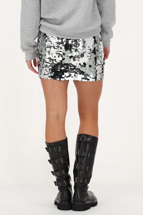Zilverkleurige mini rok met pailletten