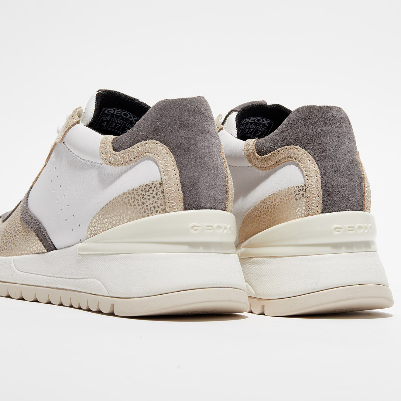 Geox Baskets en Cuir running Desya blanc/rose