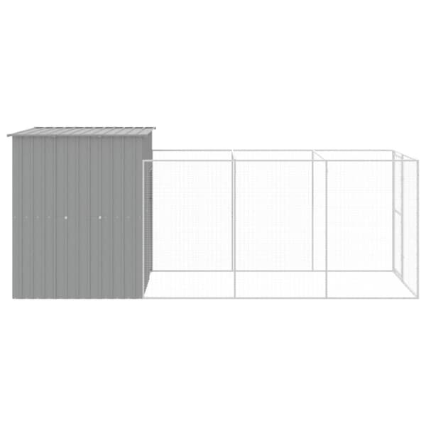 vidaXL Hundehus med tak lysegrå 165x455x181 cm galvanisert stål