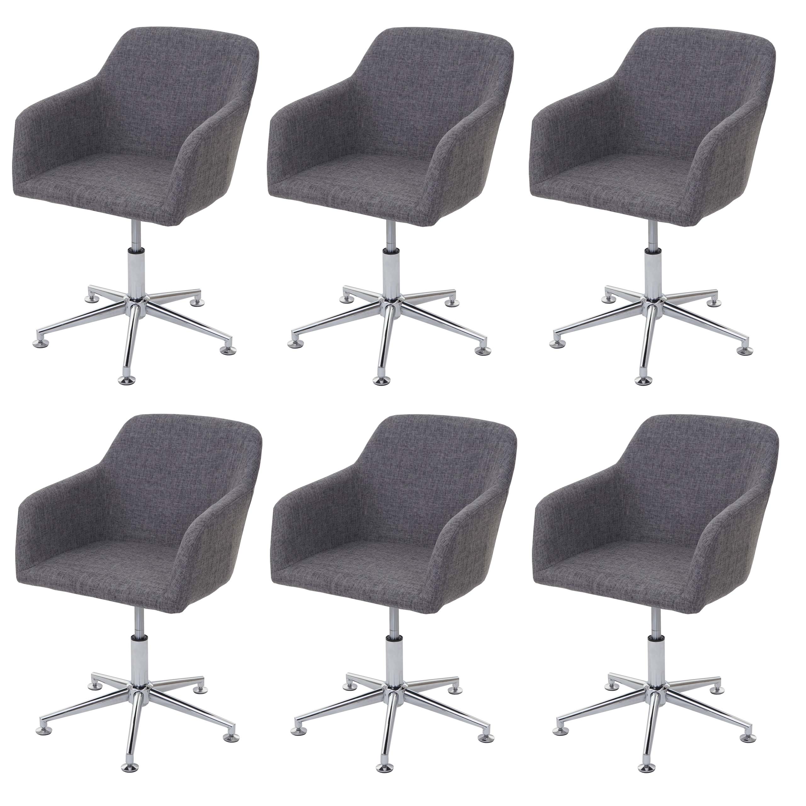 6er-Set Esszimmerstuhl MCW-A74, Drehstuhl Loungesessel, höhenverstellbar ~ Textil, grau