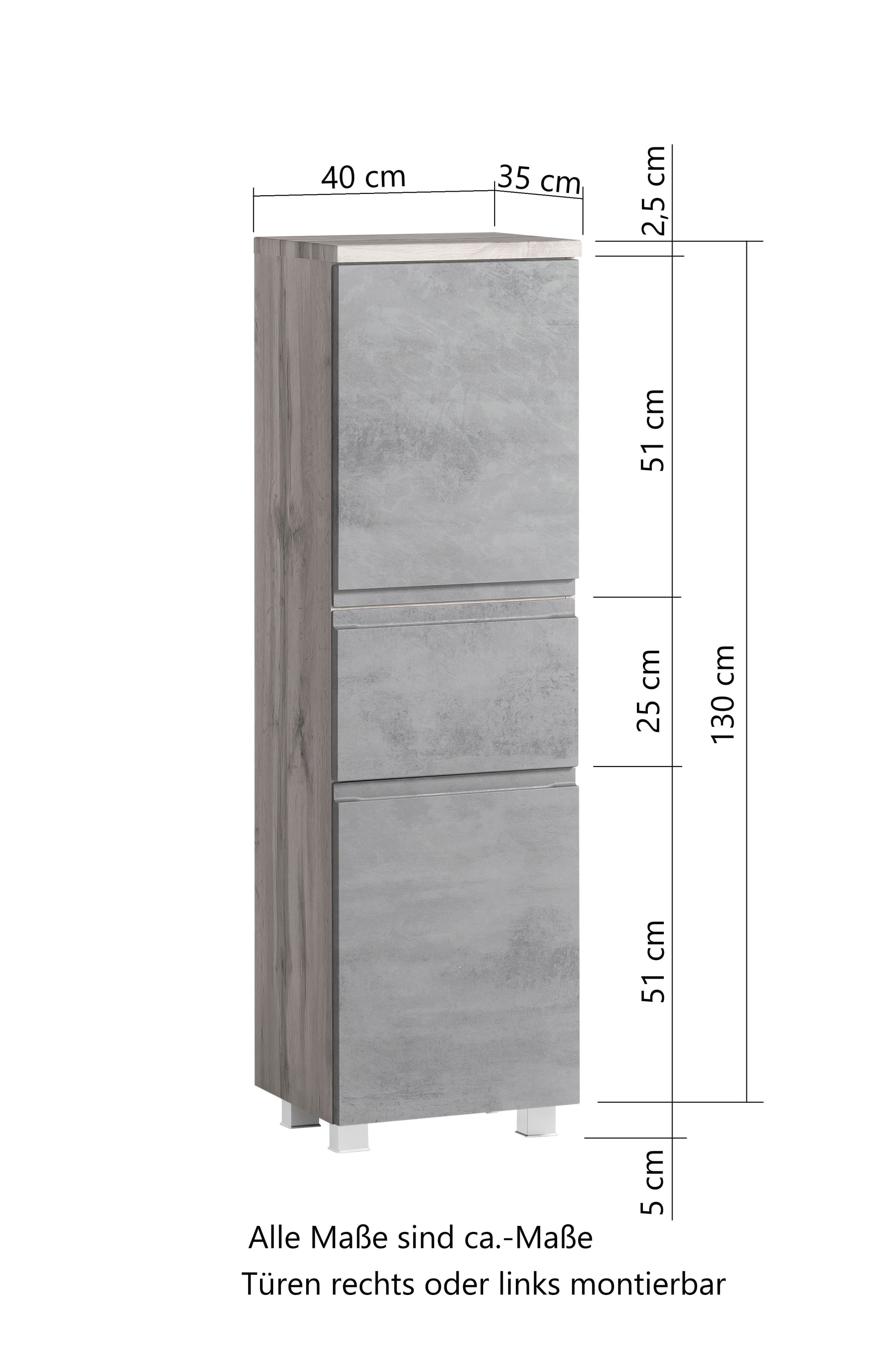 Bad-Midischrank GENT hellgrau/braun 40cm
