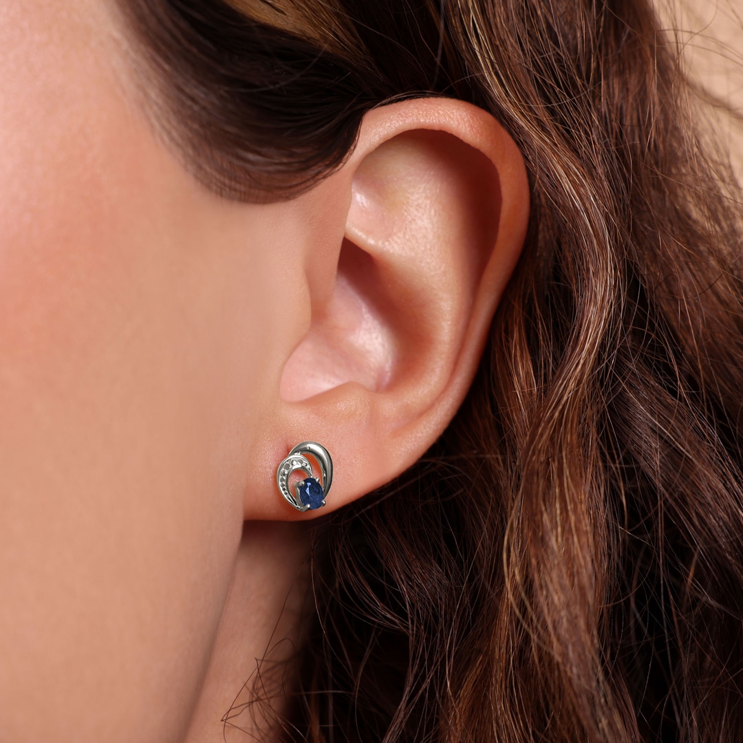 Ohrstecker 750/18 K Weissgold mit Saphir 0.44ct.