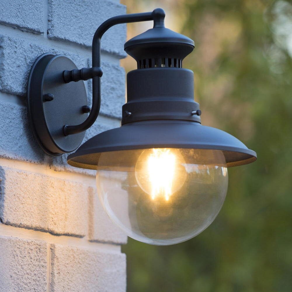Vintage Figo buitenwandlamp in zwart, IP44, E27