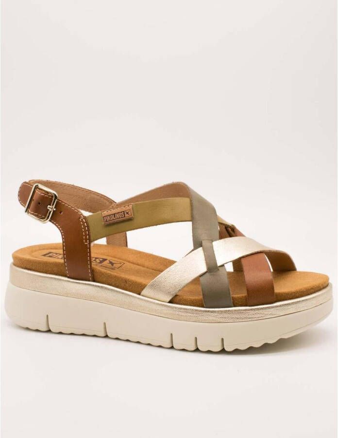 Pikolinos Bruine damessandaal Stijlvolle Palma Multicolor Dames
