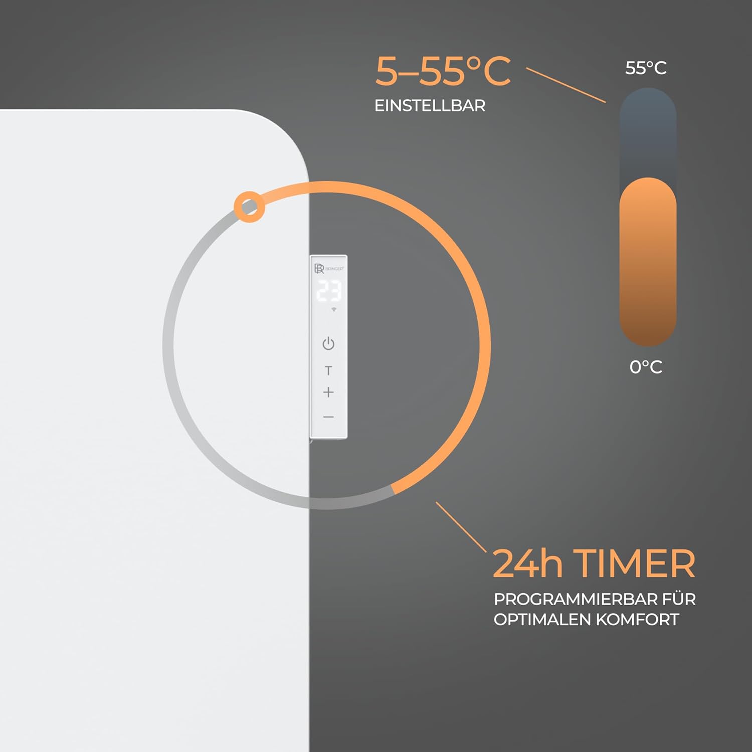 BR Bringer Infrarotheizung 750 Watt mit Smart Thermostat, WIFI & App - für Wandmontage oder als Standgerät für kleinere Räume bis 15m² - sehr Energiesparend - Deutsche Qualitätsmarke (weiß)