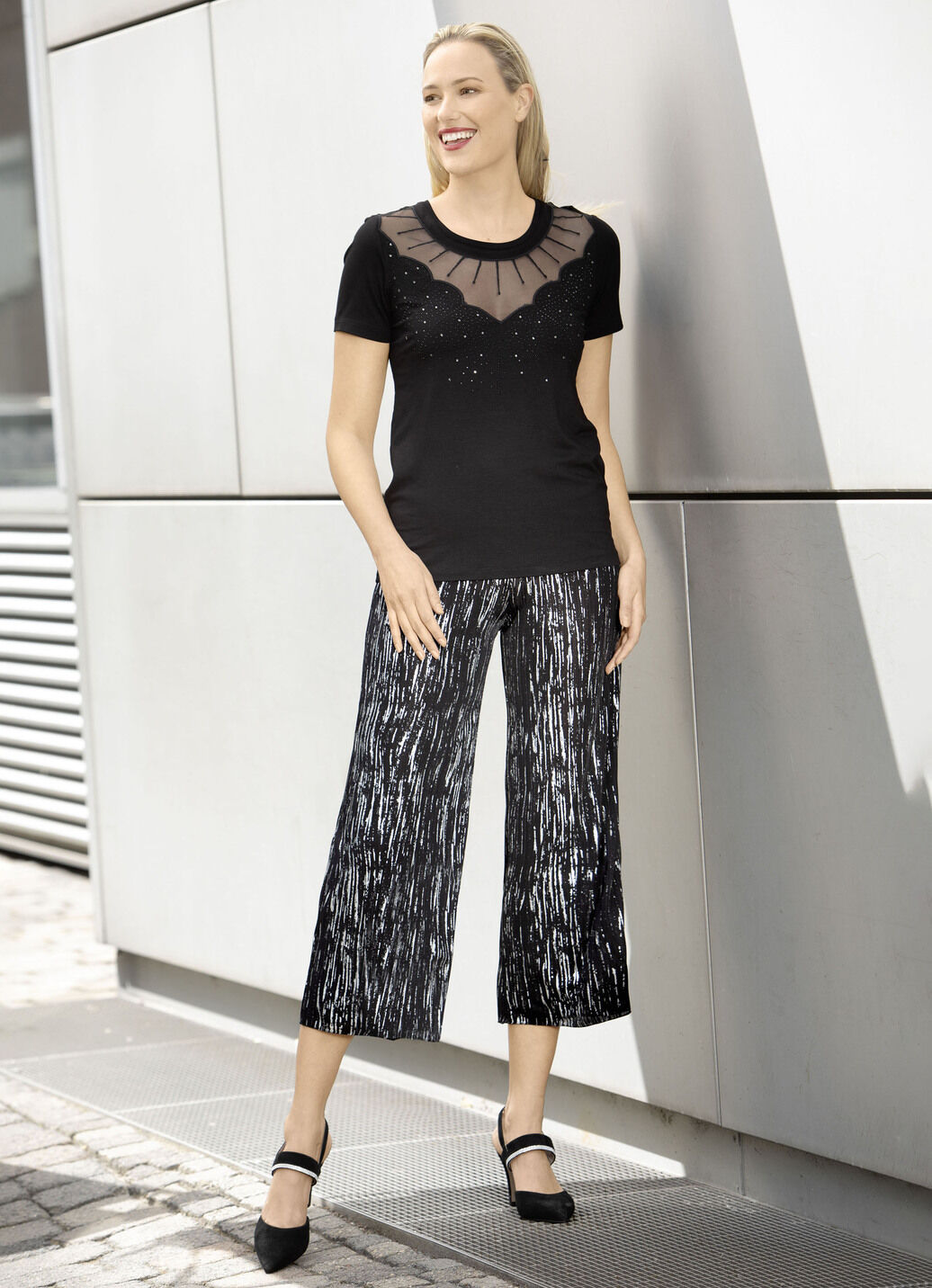 Culotte mit edlem Glanzdruck