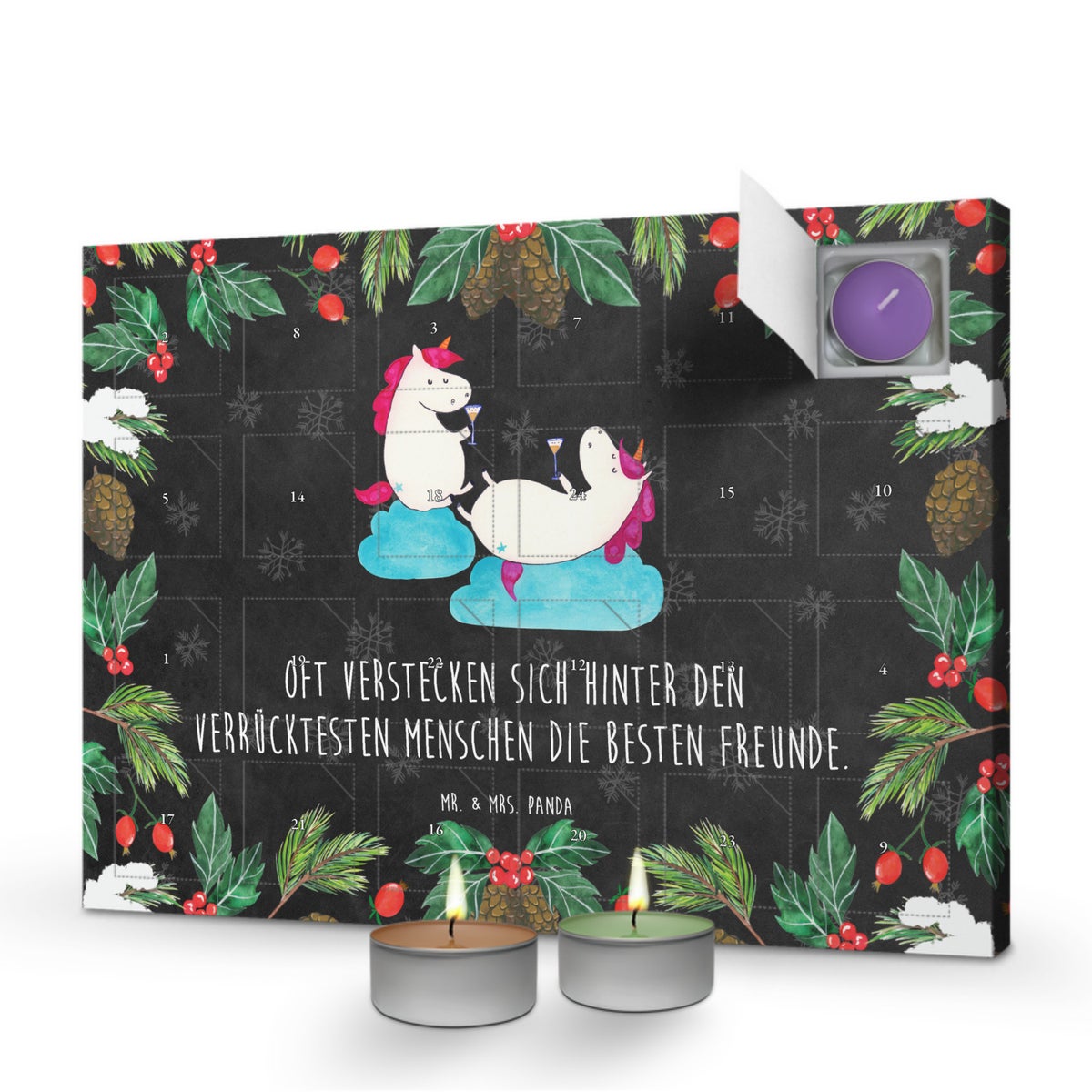 Mr. & Mrs. Panda Geurkaars Adventskalender Eenhoorn Mousserende Wijn - Zwart