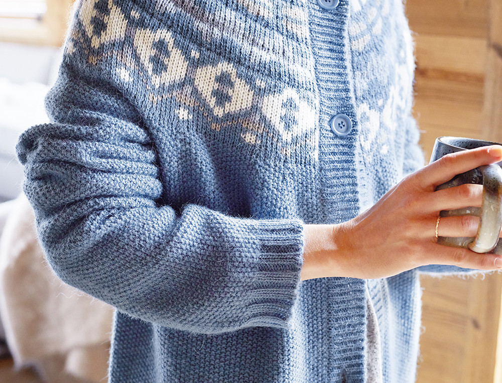 Gilet long en maille-Flocons