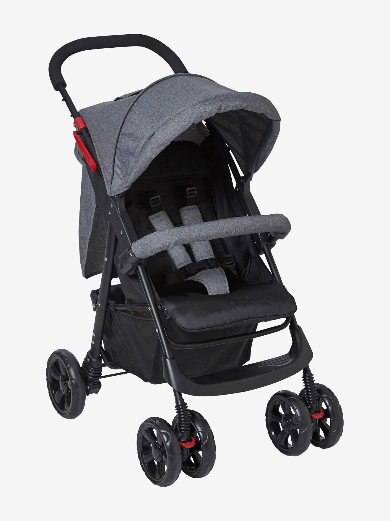 Conjunto Vertbaudet Primacity Duo: Cadeirinha de Bebê + Carrinho de Bebê, Cinza Mesclado Médio