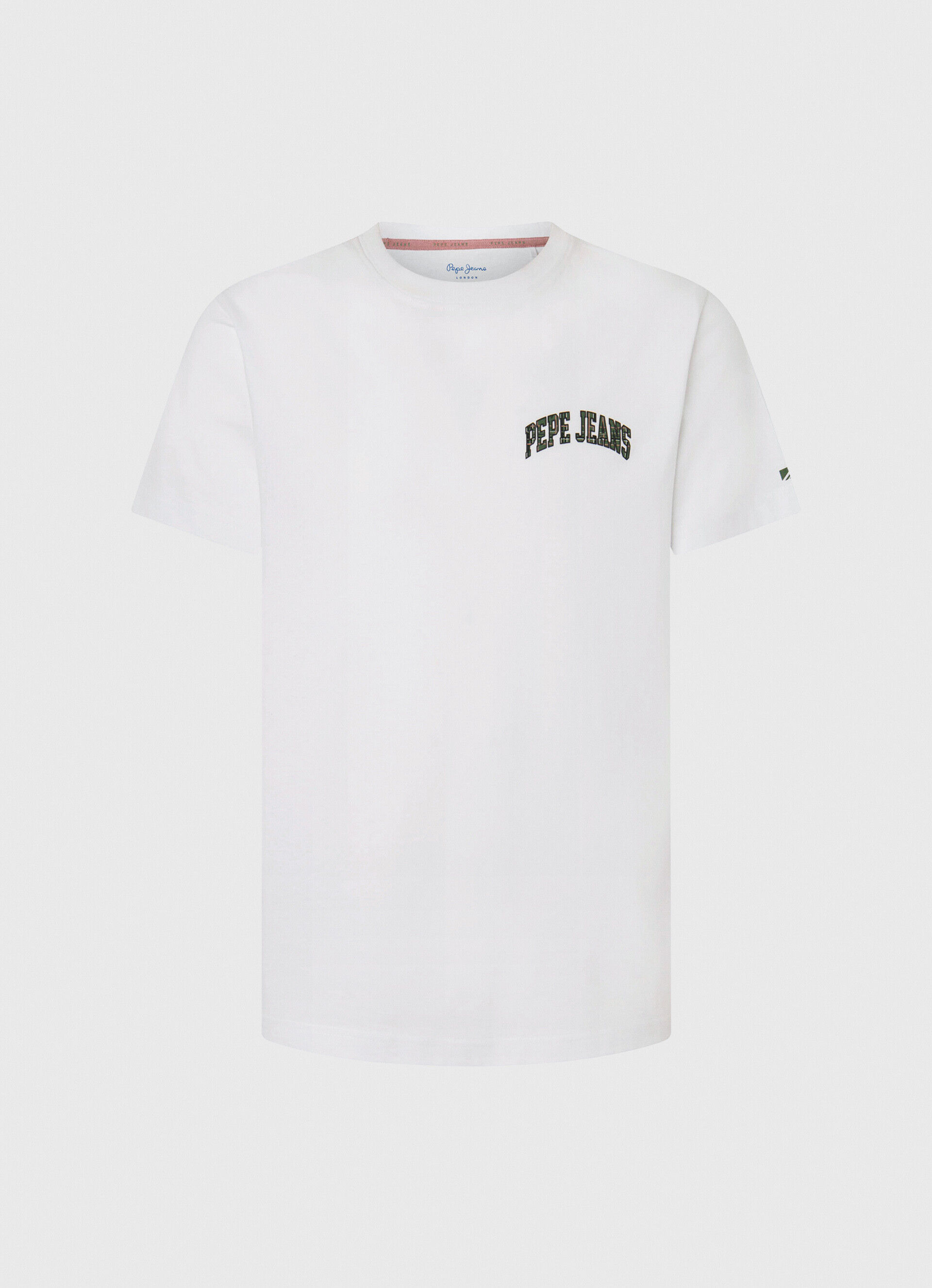 Camiseta de algodão com logo de alta densidade - branca