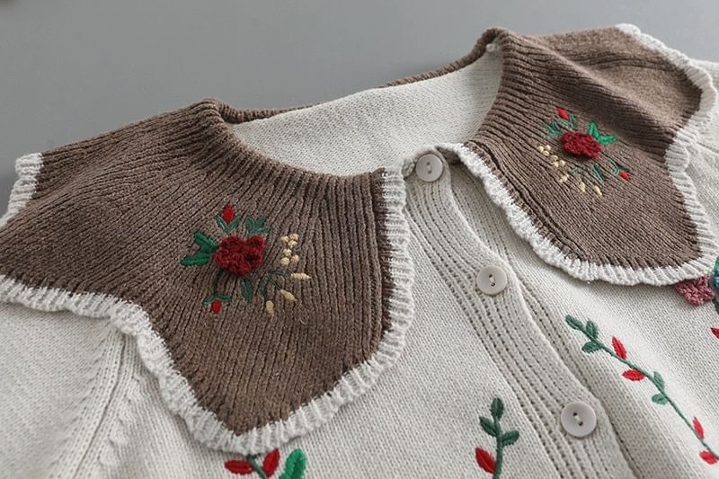 Santeh - Geborduurd vest met kraag en bloemenprint