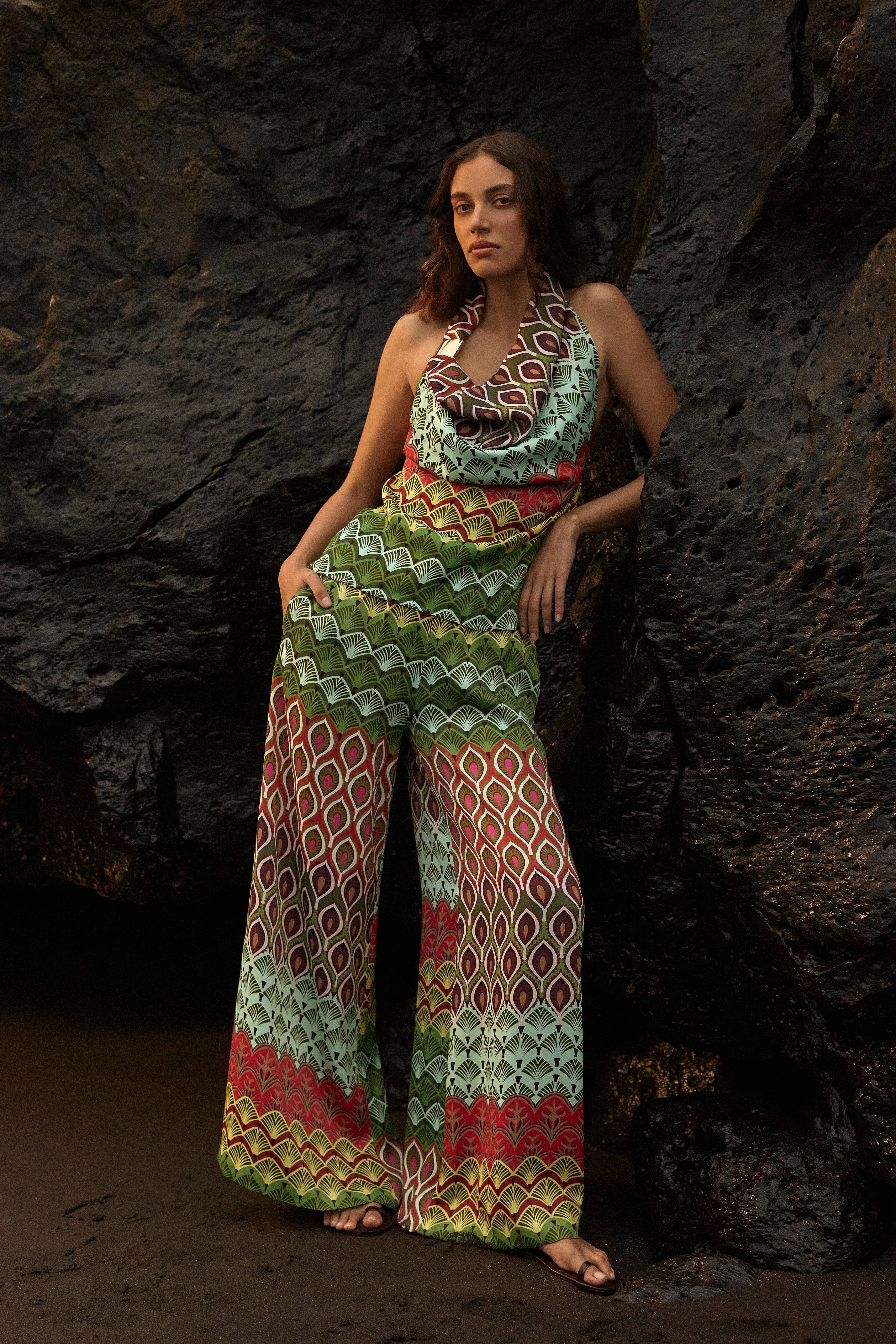 KarenMillen Pantalon En Viscose Satinée À Imprimé Multicolore