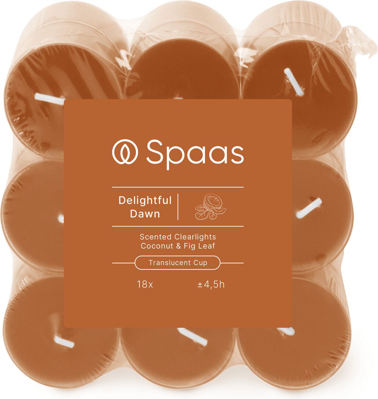 Spaas geurkaars Essential collection Delightful Dawn oranje 4,5 uur D 3,5 H 1,6 cm 18 stuks
