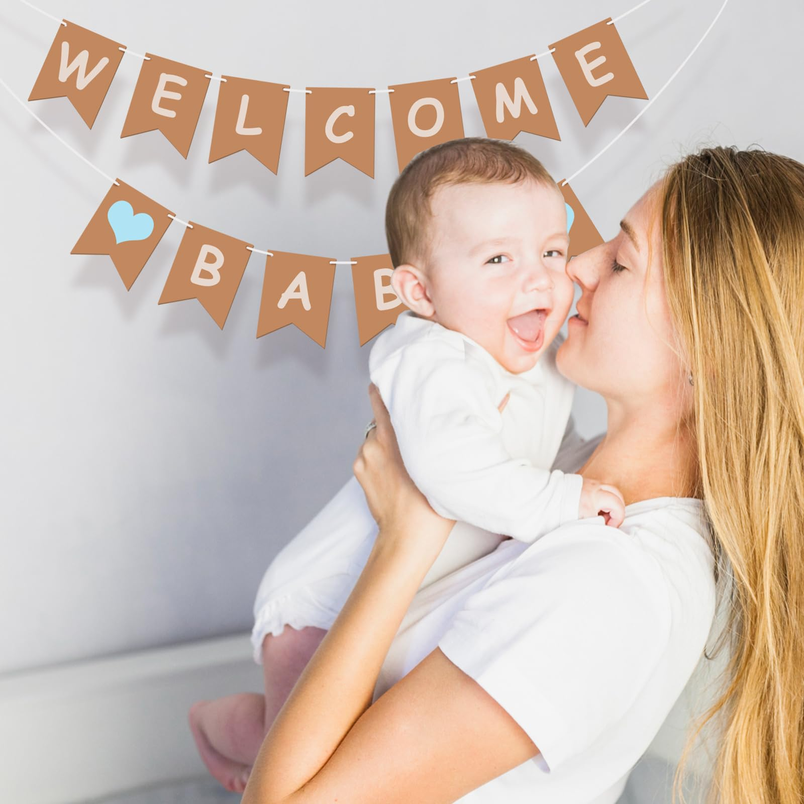 (485cm) Baby Shower Girlande Welcome Baby Gender Reveal Party Dekoration - Blau