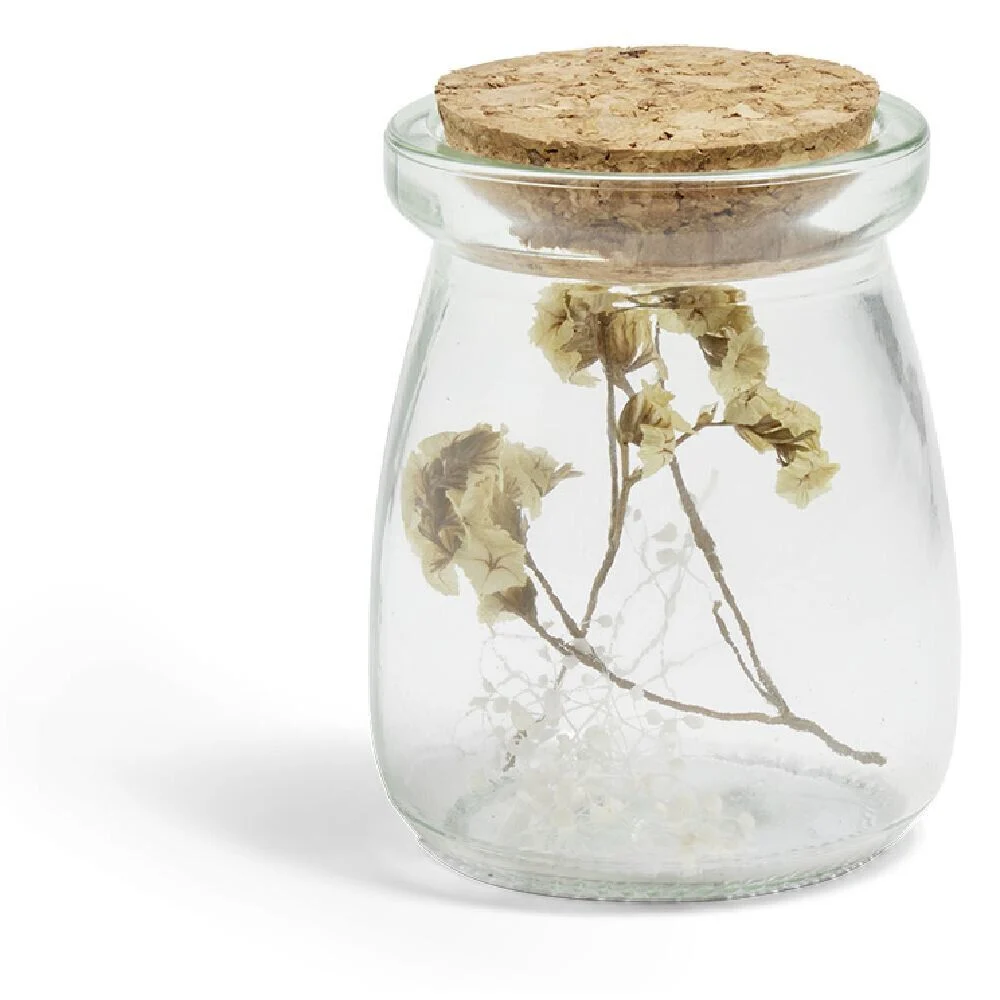 Fleur séchée dans verre bouchon liège Ø5xH17cm