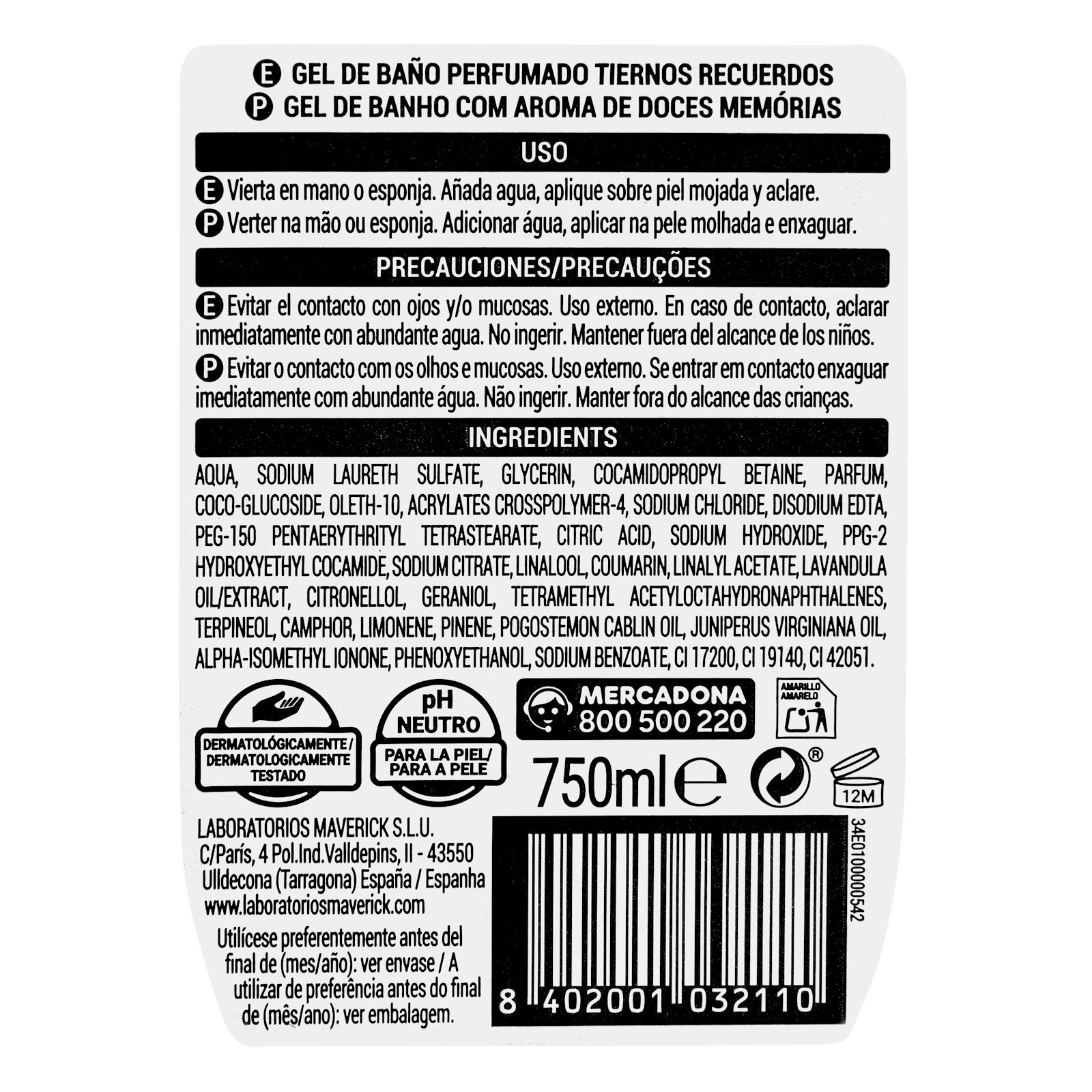 Gel de bain Deliplus Tender Memories pour peaux normales