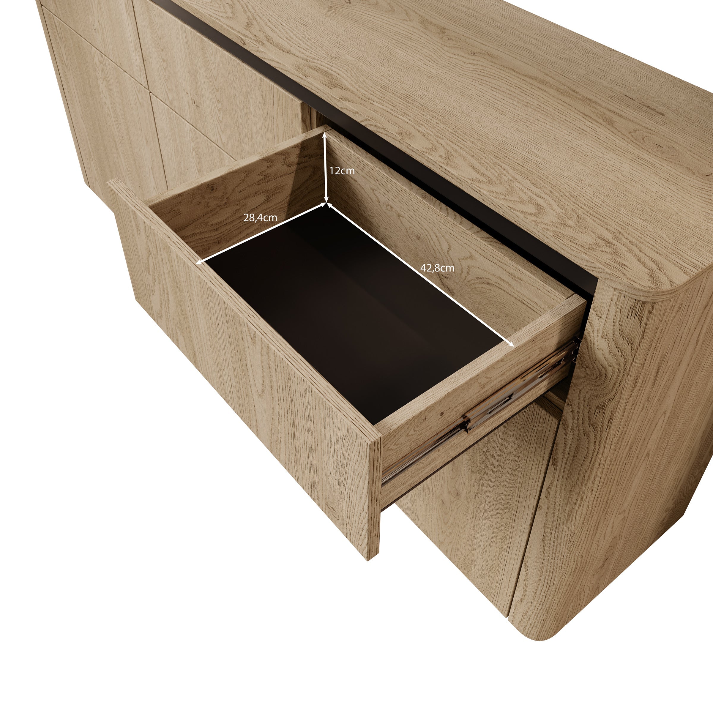 Meubella - Taywan - Dressoir - Eiken - 163x38x83 cm