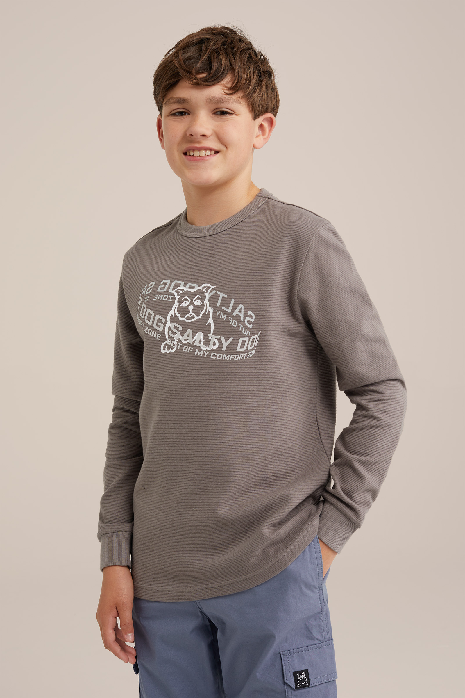 Jongens T-shirt met structuur Salty Dog Donkergrijs