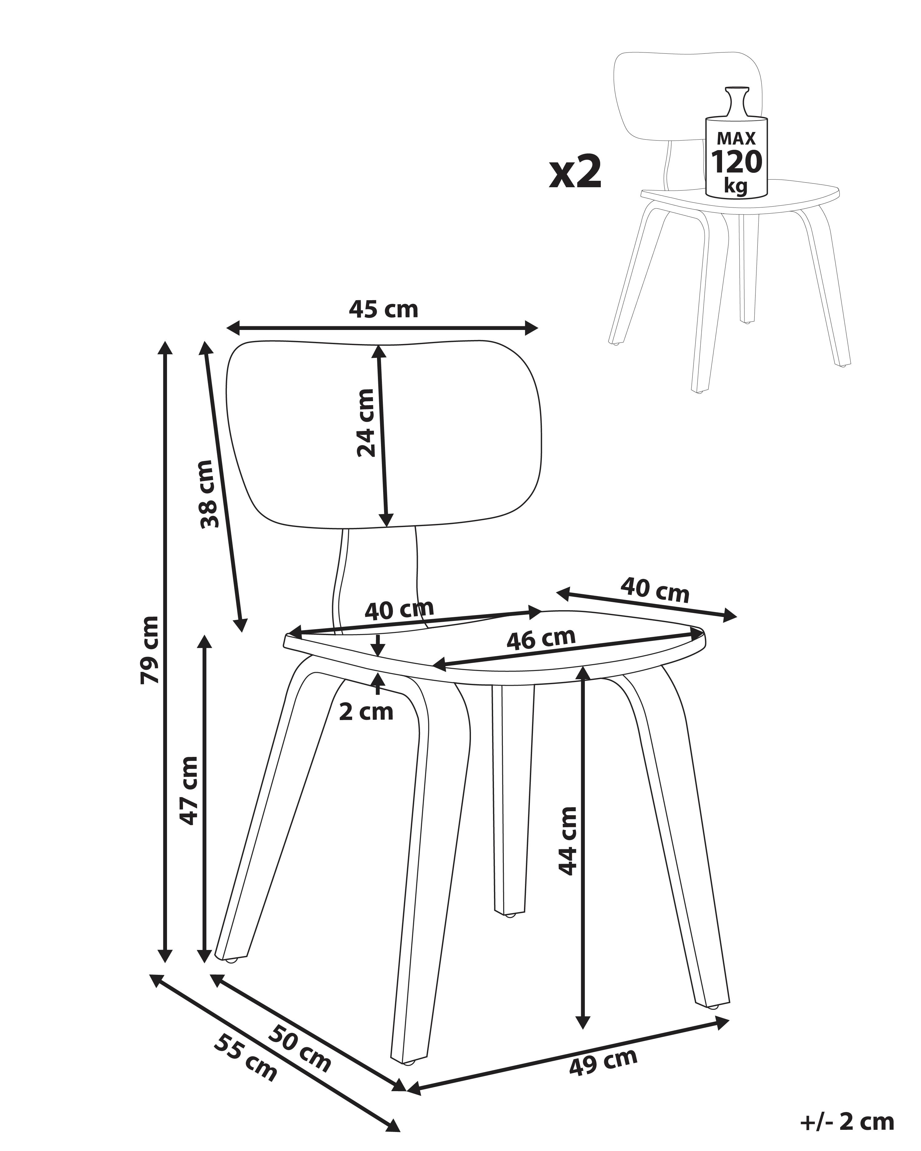 Set van 2 eetkamerstoelen LUCINDA Hout Donkerbruin