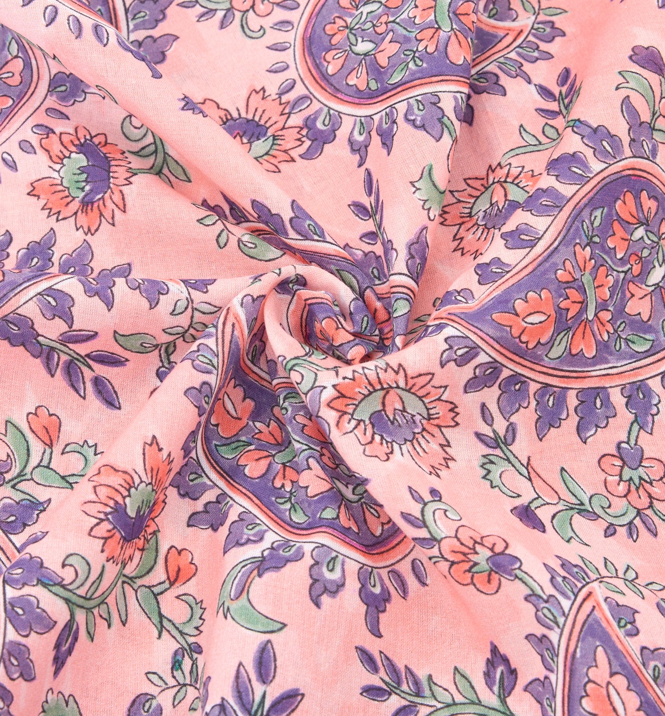 Coupon 2 m en voile de coton - Imprimé rose