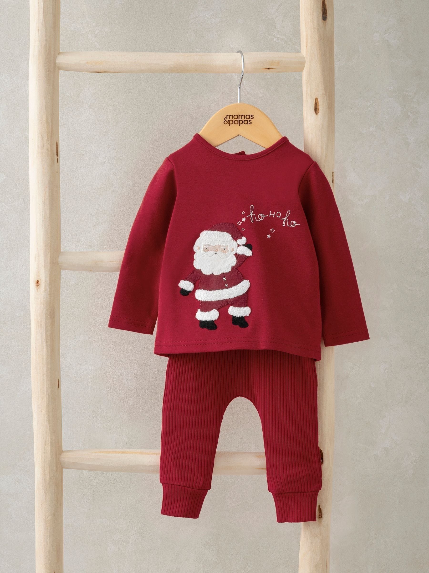 Mamas & Papas Red Chistmas Santa Jersey Pyjamas