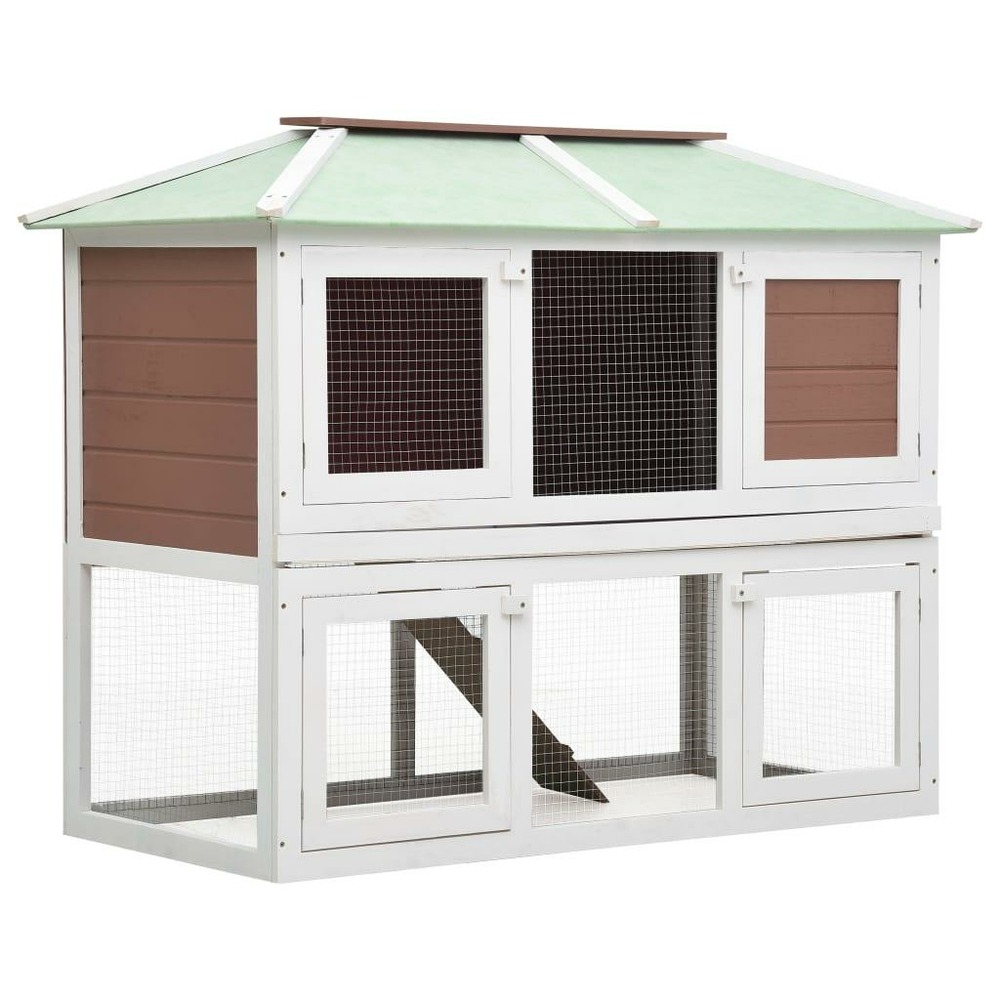Cage double 130 x 68 x 105 cm pour animaux marron bois
