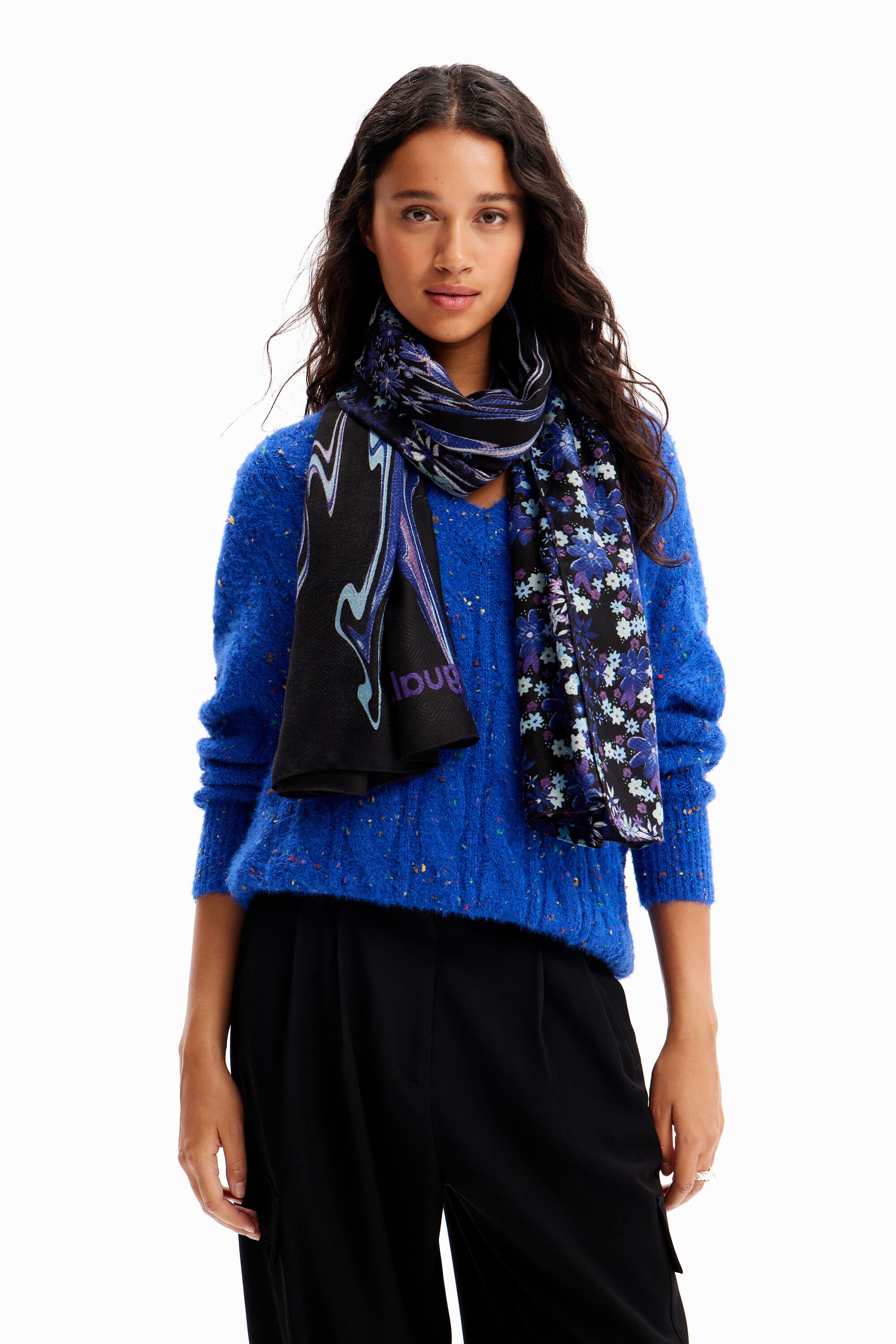 Foulard rectangulaire fleurs