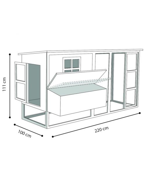 Flamingo Kippenhok Calypso Cottage - Kippenhok - 222x102x112 cm Grijs Taupe