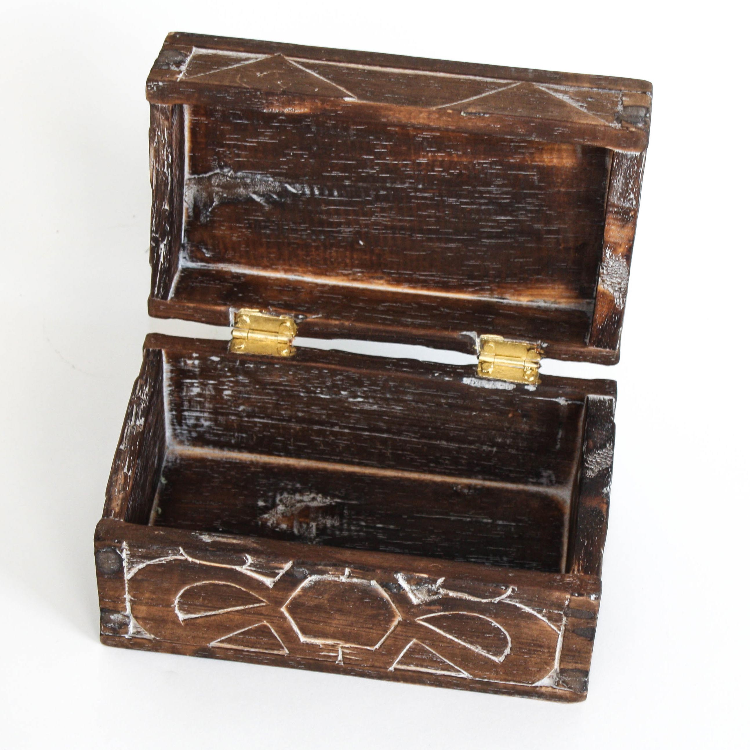 Holzschatulle 'Primitif' M, braun, B 19,5 cm, L 11 cm, H 11,5 cm von fischer's lagerhaus