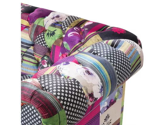 Canapé 3 places patchwork bordeaux violet CHESTERFIELD