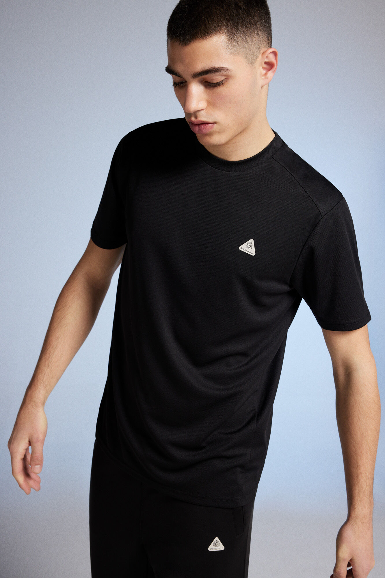 Camiseta de malha para atividades ao ar livre - preta