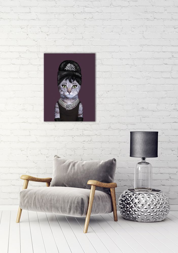 Glasbild AUDREY HEPBURN KATZE