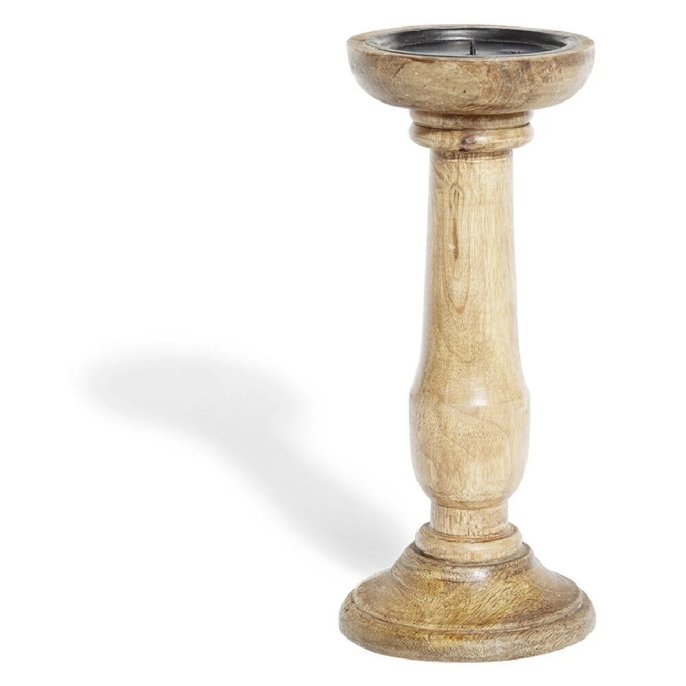 Bougeoir en bois Ø10xH26cm