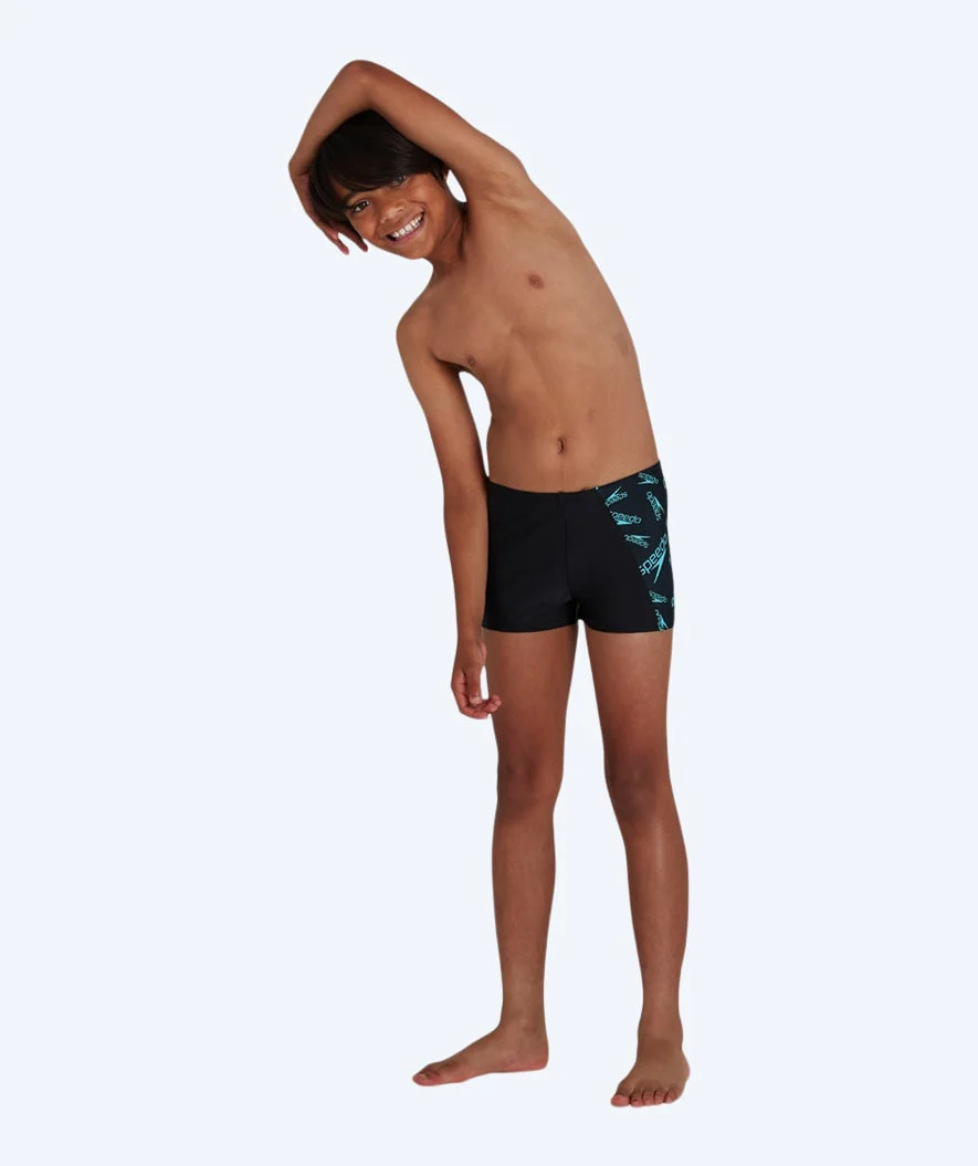 Speedo aquashorts til drenge - Boom Logo Allover Panel - Sort/blå