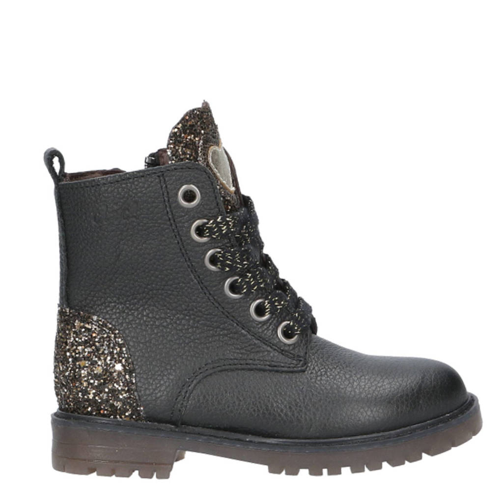 Clic! leren veterboots zwart